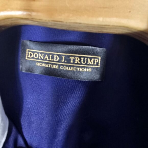 Donald J Trump Button Up Dress Shirt 16.5 French Cuff Blue White Long Sleeve - Picture 5 of 10